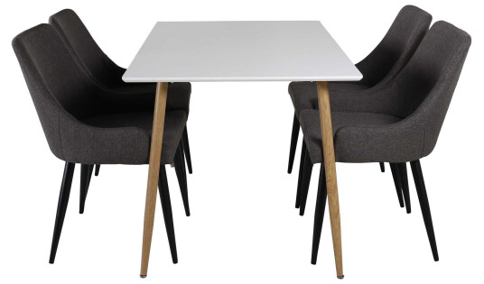 Venture Design Polar & Plaza spisegruppe Hvit/grå 4 st stoler & bord 120 x 75 cm