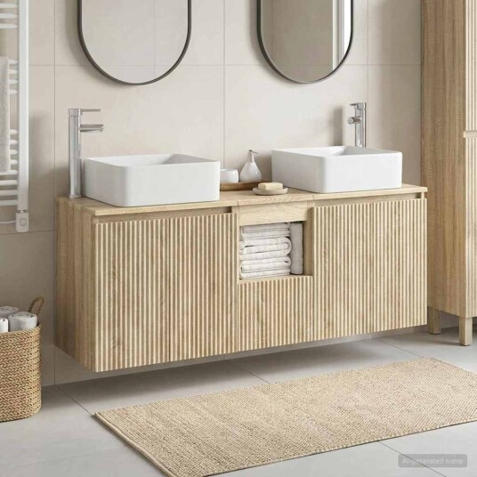 vidaXL Baderomsskapsett 3 stk. Sonoma eik 53 x 35 x 63 cm