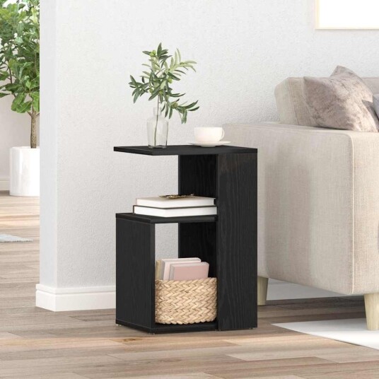  Sidebord Svart Eik 36x30x56 cm Konstruert Tre