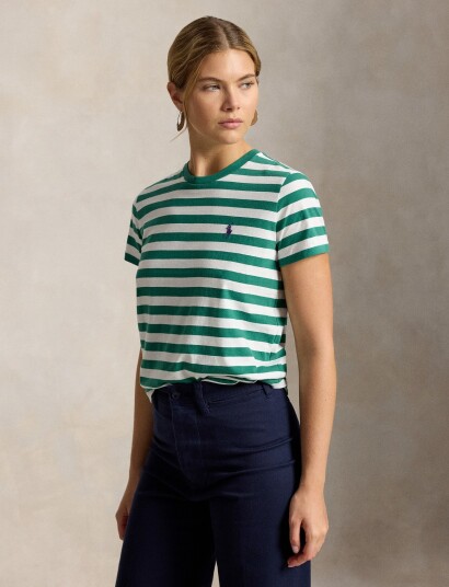 Polo Ralph Lauren Striped Cotton Jersey Tee Green L