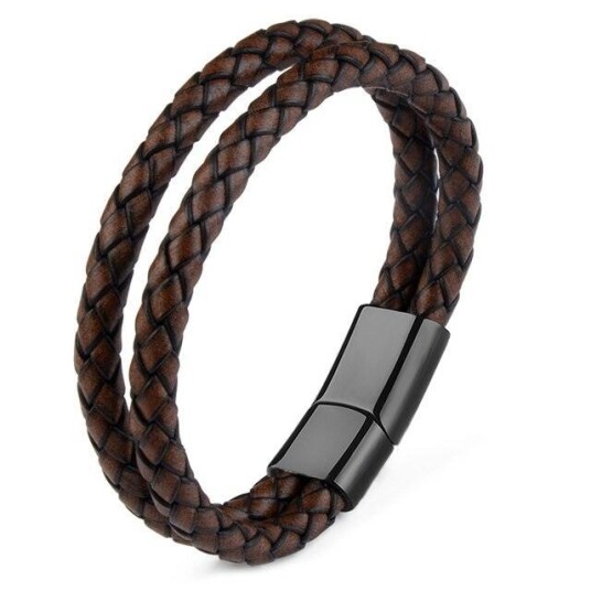 Skinn armbånd med dobbel tau Kobber/rød Skinn armbånd med dobbel tau Kobber/rød
