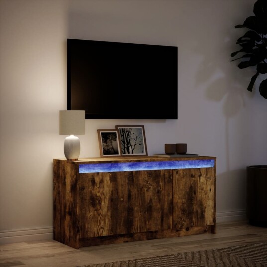 TV-benk med LED røkt eik 100x34x50 cm konstruert tre 852212 TV-benk med LED røkt eik 100x34x50 cm konstruert tre 852212