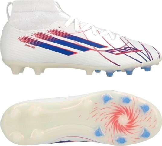 adidas F50 Sparkfusion League Mid Cut FG/AG Icon Takeover Fottøy Hvit/Blå/Lucid Red Jente størrelse 30½