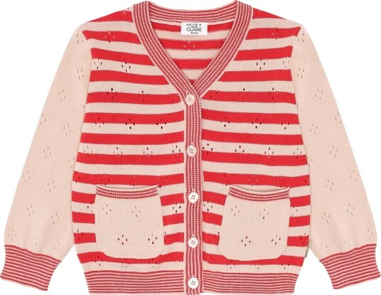 Hust and Claire Cardigan HCCamilla Stripes Valmuer Hust and Claire 4 år 104 Cardigan Rosa Rød