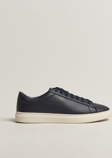 Boss BLACK Kieran Grained Leather Sneaker Dark Blue