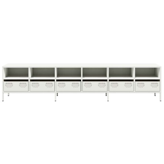 TV benk hvit 202x39x43,5 cm kaldvalset stål