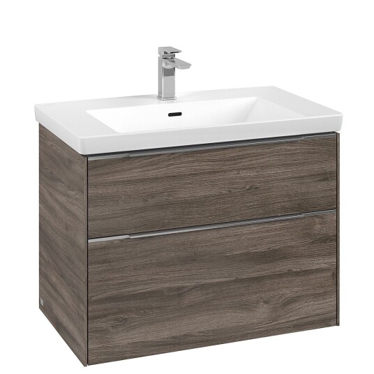 Villeroy & Boch  Subway 3.0 Servantskap m/2 skuffer 772x576x478 mm Steingrå Eik