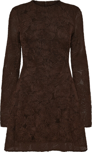 ROTATE Flower Mesh Ls Mini Dress Brown 42