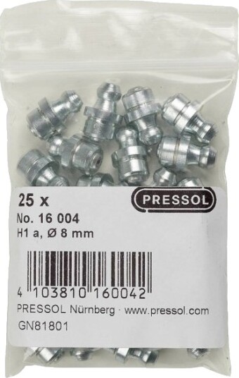 Pressol Kjeglesmørenippel H1 8mm Rett - 25 Stk