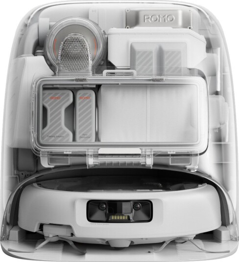 DJI ROMO P Robotstøvsuger med Bluetooth og 180 minutters driftstid - Hvit/Gjennomsiktig