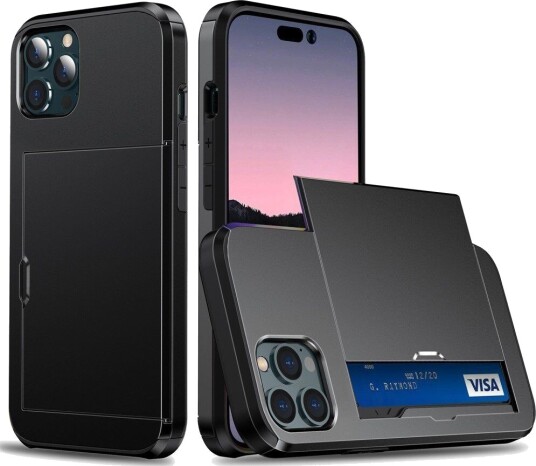 INCOVER iPhone 14 Pro Drop Proof Deksel m. Lommebok - Svart