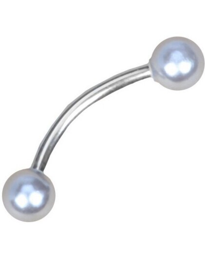 Utgått Øyenbrynspiercing med Grå Perler Strl 1.2 x 10 mm med 3 mm kule