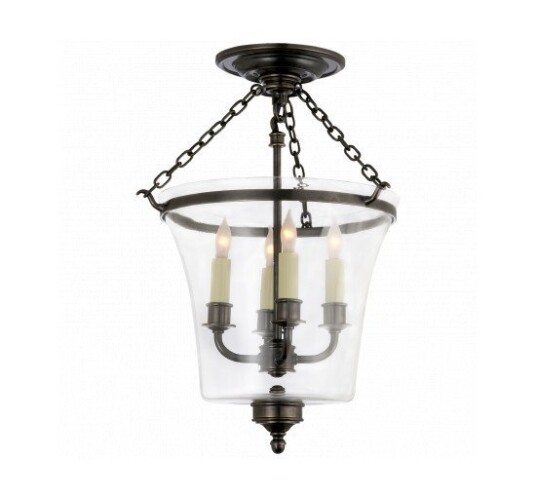 Sussex Semi-Flush Bell Jar Lantern Bronze Sussex Semi-Flush Bell Jar Lantern Bronze