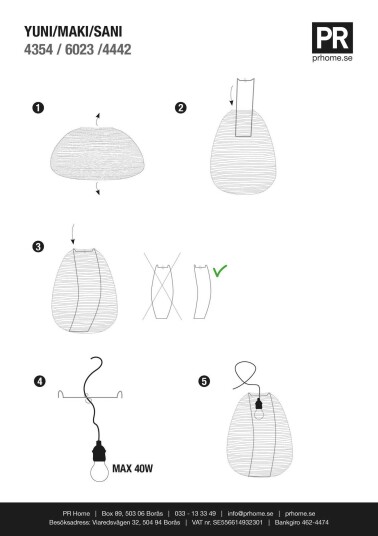 Pr Home Maki takskjerm Hvit 43 cm 1677920-04-0 1616371-01-0