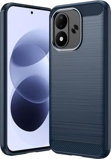 Xiaomi Redmi Note 17 4G/5G Børstet TPU-deksel - karbonfiber - blå