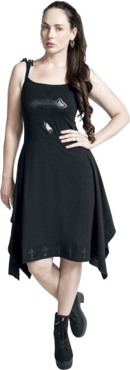 Poizen Industries Goth Middellang kjole Severine Dress XS til 4XL Damer svart
