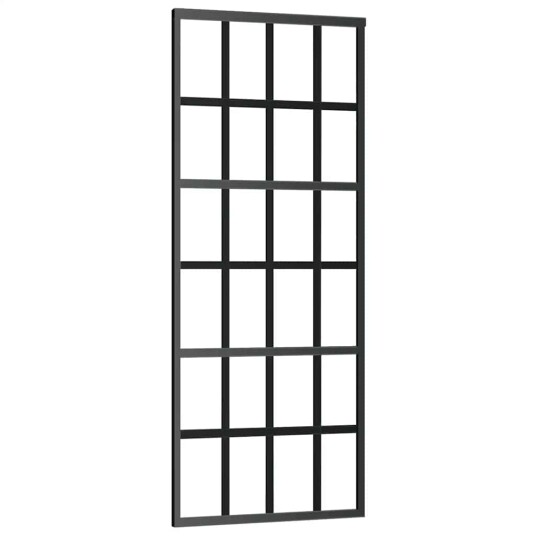 vidaXL Skyvedør med monteringssett svart 76x205 cm ESG-glass