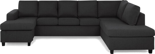 Crazy 5 seters Høyrevendt U formet X Large Sofa med Divan og Sjeselong i Stoff   Antrasitt