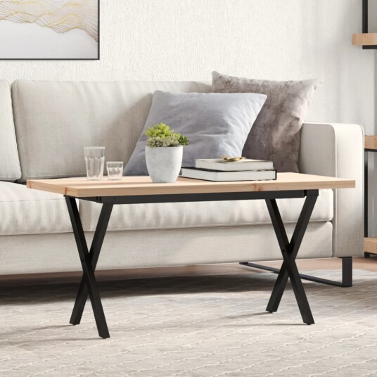 Salongbord X-ramme 90x40x45,5 cm heltre furu og støpejern 3282752