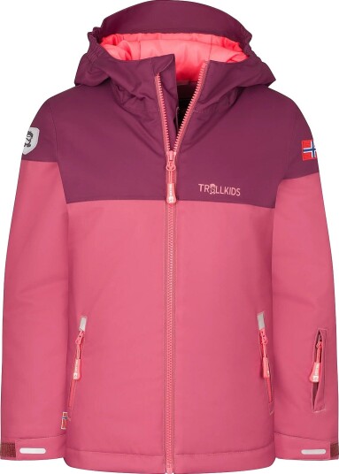 TrollKids Girls Hallingdal Jacket   FROZEN BERRY/DEEP RUBY   116