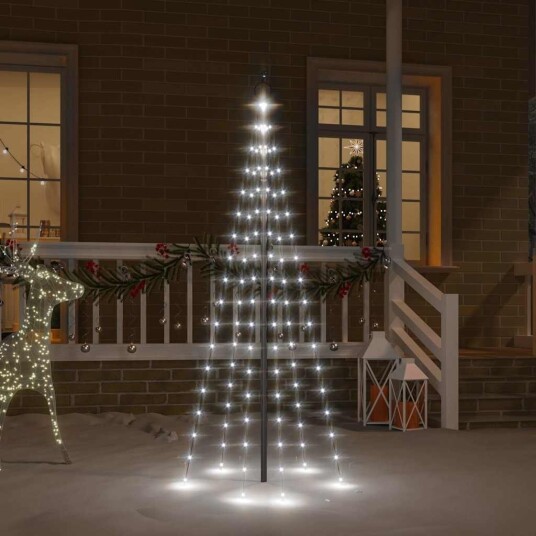 vidaXL Juletre på flaggstang 108 LED kaldhvit 180 cm