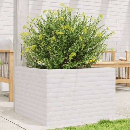 Plantekasse hvit 70x70x45,5 cm heltre furu