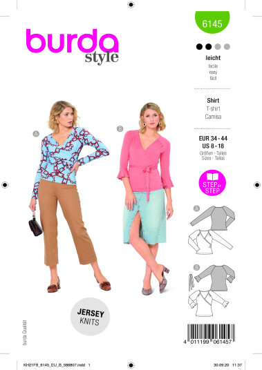 Burda 6145 - Topp EUR: 34-44, US: 8-18