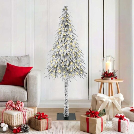  Juletre med 150 LED med stativ Hvit 150 cm PE og stål