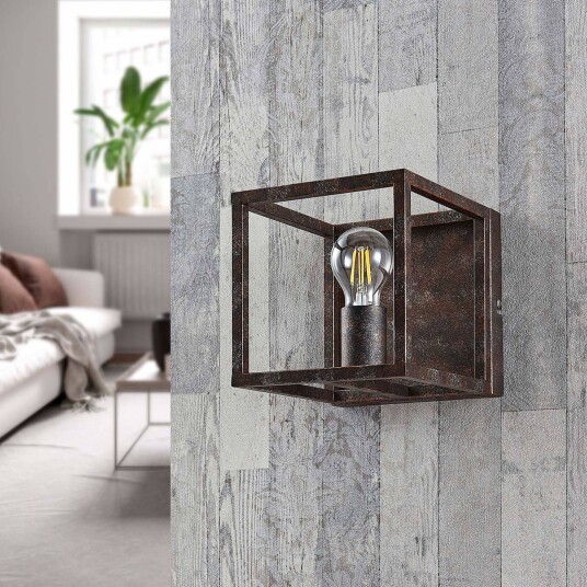 Lindby Rustfarget vegglampe Emin i metall