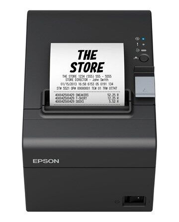 Epson TM-T20III POS-kvitteringsskriver med Ethernet-tilkobling - Sort