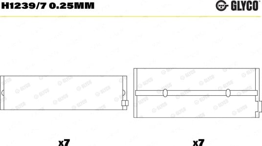 Veivaksellager GLYCO H1239/7 0.25mm