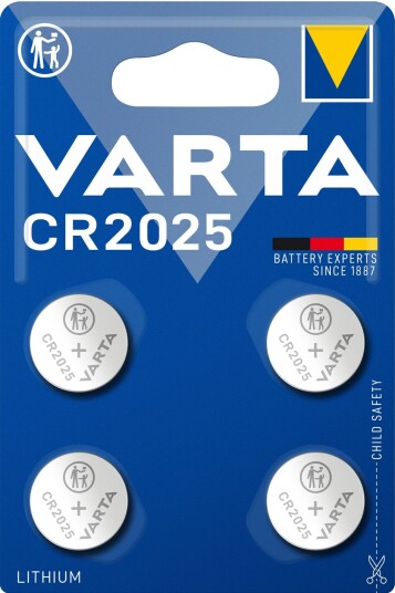 Varta CR2025 Lithium Knappcellebatteri 4-pakk 3V 160mAh