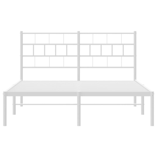 vidaXL Sengeramme i metall med hodegavl hvit 120x200 cm 8721012189072