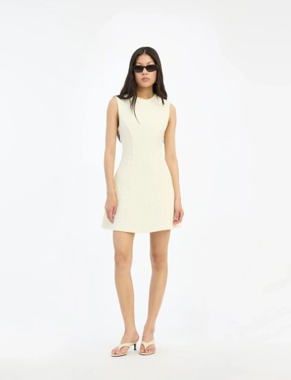 ROTATE Birger Christensen Jacquard Mini Dress Cream 40 ROTATE Birger Christensen Jacquard Mini Dress Cream 40