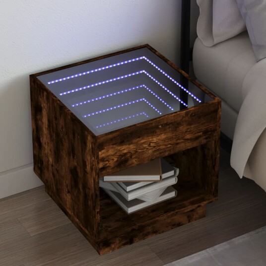  Salongbord med Infinity LED røkt eik 50x50x50 cm 3284088