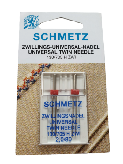 Schmetz 2pk 2,0/80 Universal-tvillingnål - 130/705 H ZWI Schmetz 2pk 2,0/80 Universal-tvillingnål - 130/705 H ZWI