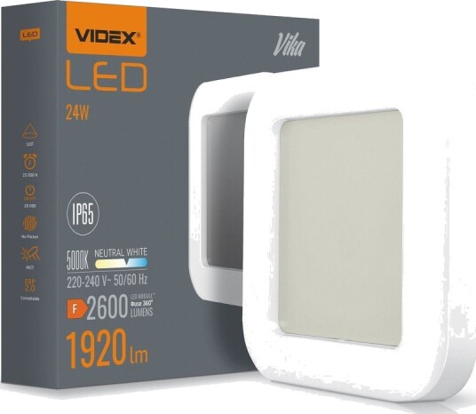 24W LED taklampe   IP65 32x32cm 5000K bulkhead utendørs/våtrom   Kulør : Nøytral