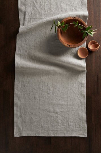 Ellos Home Løper Linn i 100% lin Beige