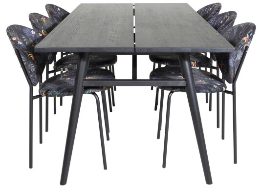 Venture Design Sleek & Vault spisegruppe Svart/flerfarget 6 st stoler & bord 195 x 95 cm