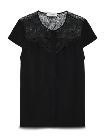 Rosemunde Rwelif Capsleeve Regular Lace Blous - Black - 34