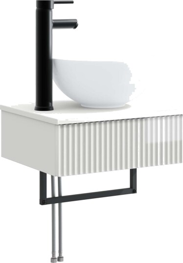  Vegghengt vask Høgglans hvit 40 x 35 x 39 cm Konstruert tre