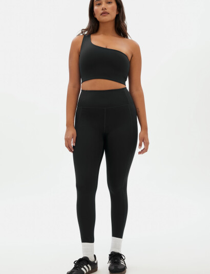 Girlfriend Collective Bianca Bra, One Shoulder - Black - XS