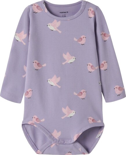 Name It Body I/e NbfVandora Arvestykke Lilac/Birds Name It 74 Langermet Body Lilla Rosa
