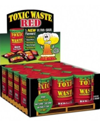 12 stk Toxic Waste Red Supersurt Sukkertøy   Hel eske