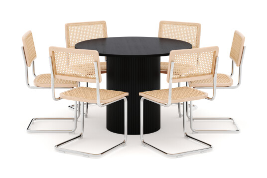 Scandinavian Choice Kopparbo Spisebord 106 cm med 6 stk Build Matstkolar Svart