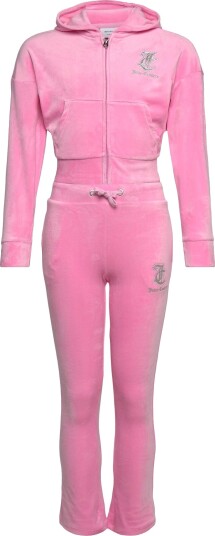 Juicy Couture Cropped Zip Thru & Bootcut Set   Pink   98