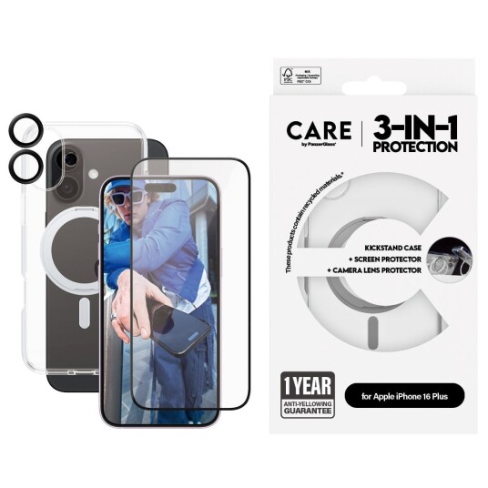 CARE by PanzerGlass 3-i-1 Keramikkpakke til iPhone 16 Plus CARE by PanzerGlass 3-i-1 Keramikkpakke til iPhone 16 Plus