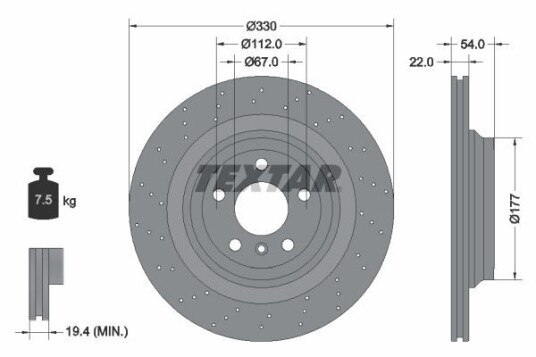 Bremseskive TEXTAR 92254505 Bremseskive TEXTAR 92254505