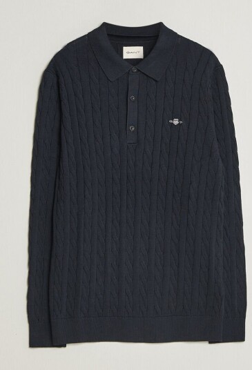 Gant Cotton Cable Polo Evening Blue