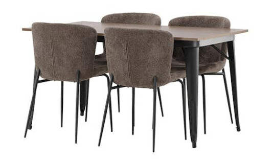 Spisegruppe Venture Home Tempe med 4 Modesto Stoler
